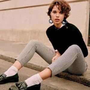 Sezane Clara Trouser Black Houndstooth 36 NWOT